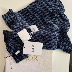 Blue Dior Oblique Stretch Velvet Jacquard